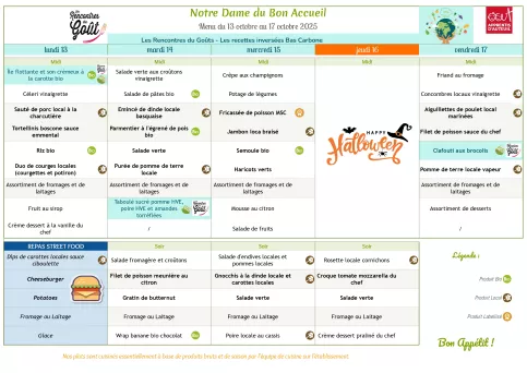 Menu du 13.10 au 17.10