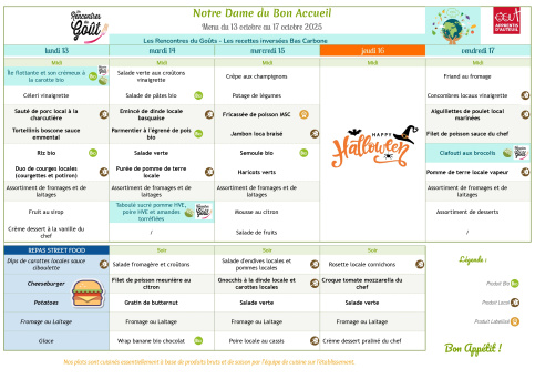 Menu du 13.10 au 17.10