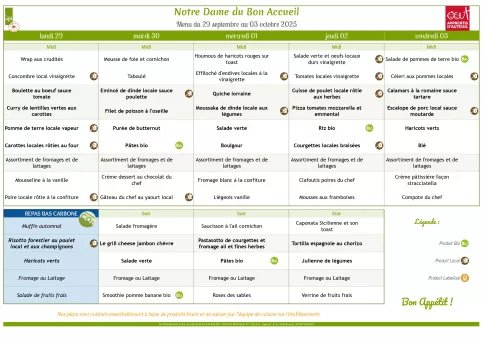 Menu du 29.09 au 03.10